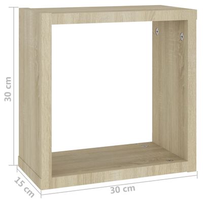vidaXL Wall Cube Shelves 6 pcs White and Sonoma Oak 30x15x30 cm