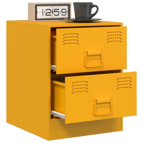 vidaXL Bedside Cabinet Yellow 34.5x39x44 cm Steel
