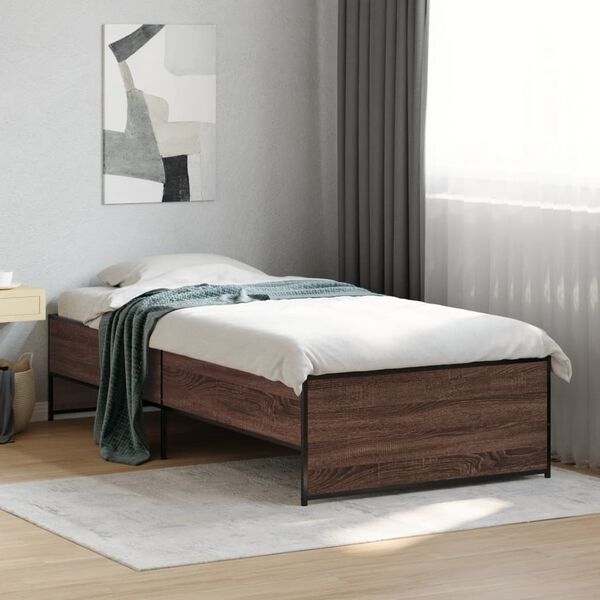 vidaXL Bed Frame without Mattress Brown Oak 100x200 cm