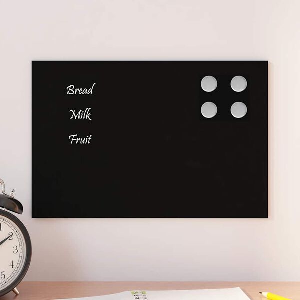vidaXL Wall-mounted Magnetic Board Black 30x20 cm Tempered Glass