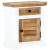 vidaXL Nightstand White and Brown 40x30x50 cm Solid Rough Mango Wood