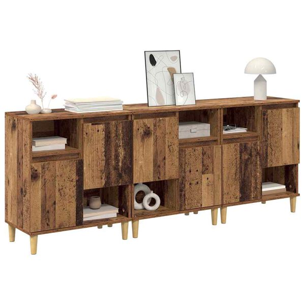 vidaXL Sideboards 3 pcs Old Wood 60 x 35 x 70 cm Engineered Wood
