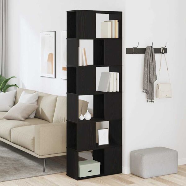 vidaXL Book Cabinet/Room Divider Black Oak 60x24x186 cm