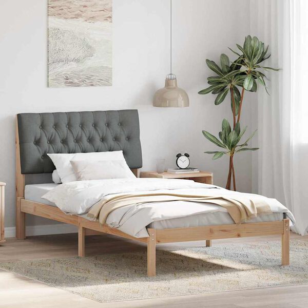 vidaXL Bed Frame with Upholstered Headboard Brown 100 x 200 cm