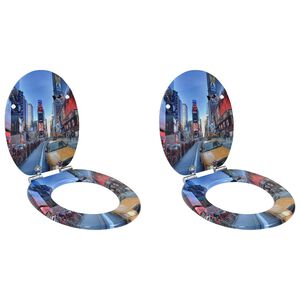 vidaXL Toilet Seat 2 pcs Multicolour 44 x 38 cm MDF board