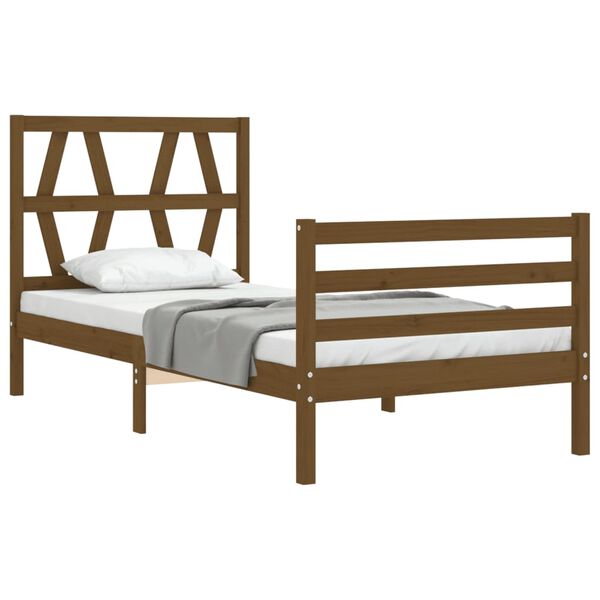vidaXL Bed Frame without Mattress Honey Brown Single Solid Wood