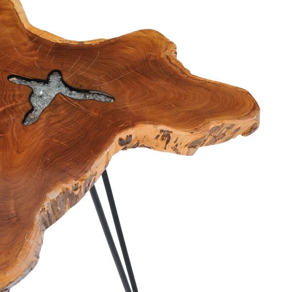 vidaXL Coffee Table 70x45 cm Solid Teak Wood and Polyresin