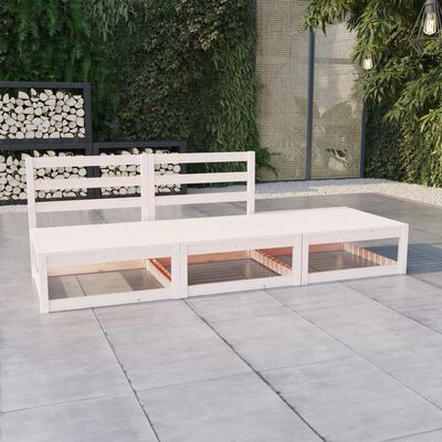 vidaXL 3 Piece Garden Lounge Set White Solid Pinewood