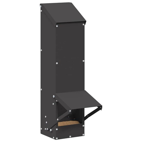vidaXL Chicken Feeder Black 13 x 12 x 51 cm Cold-Rolled Steel