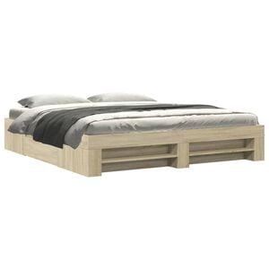 vidaXL Bed Frame without Mattress Sonoma Oak 180x200 cm Super King Engineered Wood