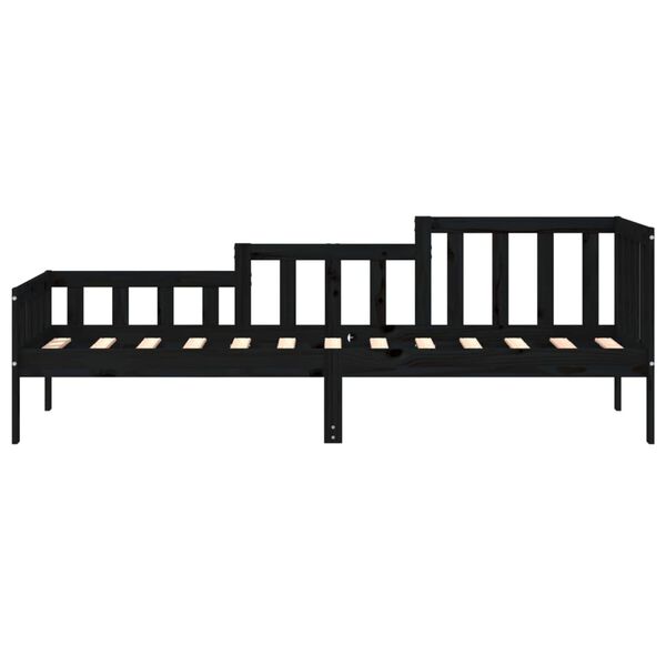 vidaXL Day Bed without Mattress Black 90x190 cm Single Solid Wood Pine