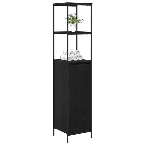 vidaXL Bathroom Cabinet with Shelves Black Oak 36x35x165 cm