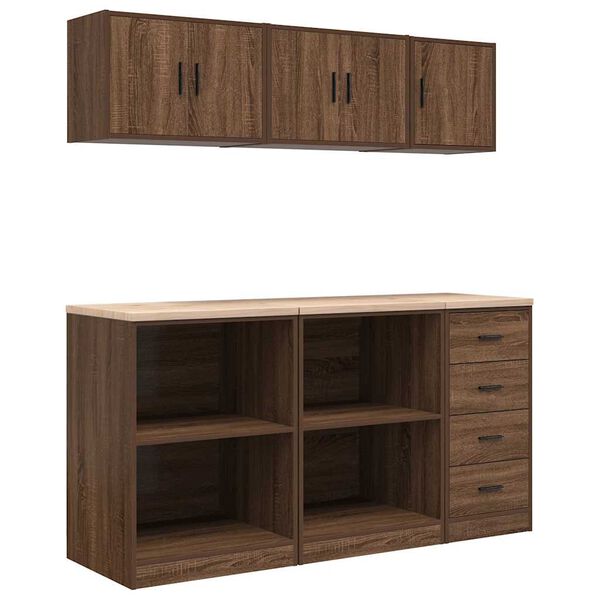 vidaXL Garage Cabinets 6 pcs Brown Oak Engineered Wood