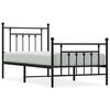 vidaXL Metal Bed Frame without Mattress with Footboard Black 90x200cm