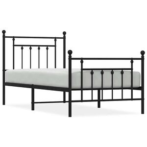 vidaXL Metal Bed Frame without Mattress with Footboard Black 90x200cm