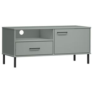 vidaXL TV Cabinet with Metal Legs Grey Solid Wood Pine "OSLO