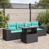 vidaXL 5 Piece Garden Sofa Set with Cushions Black Poly Rattan Acacia