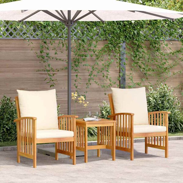 vidaXL Garden Sofa Set with Cushion 3 pcs Brown Solid acacia wood