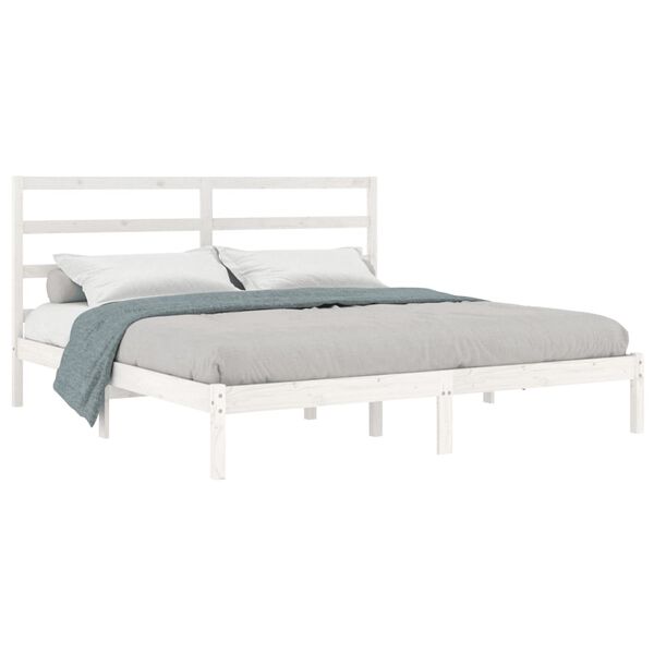 vidaXL Bed Frame without Mattress White 200x200 cm Solid Wood Pine