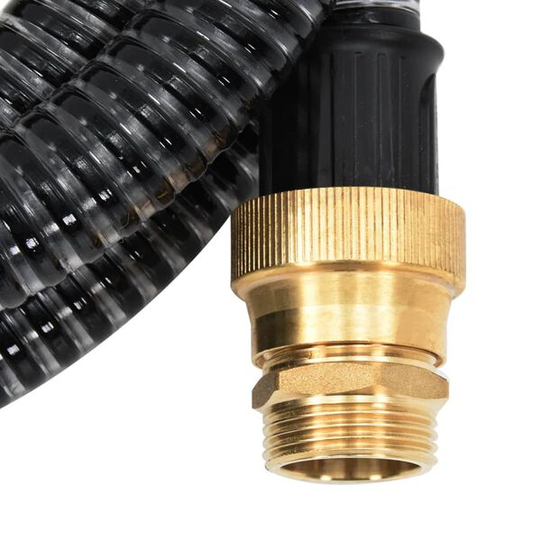 vidaXL Suction Hose with Brass Connectors Black 1.1" 7 m PVC