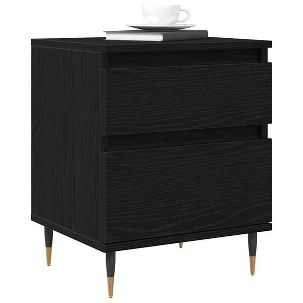 vidaXL Bedside Cabinet Black Oak 40 x 35 x 50 cm Engineered Wood