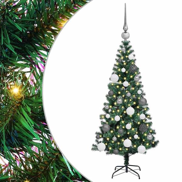 vidaXL Artificial Pre-lit Christmas Tree Green 120 cm PVC and Metal