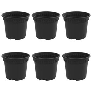vidaXL Round Flower Pot 6 pcs Black &Oslash; 12.5 x 10 cm Plastic
