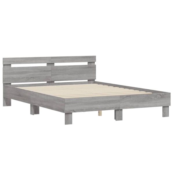 vidaXL Bed Frame without Mattress Grey Sonoma 140x190 cm