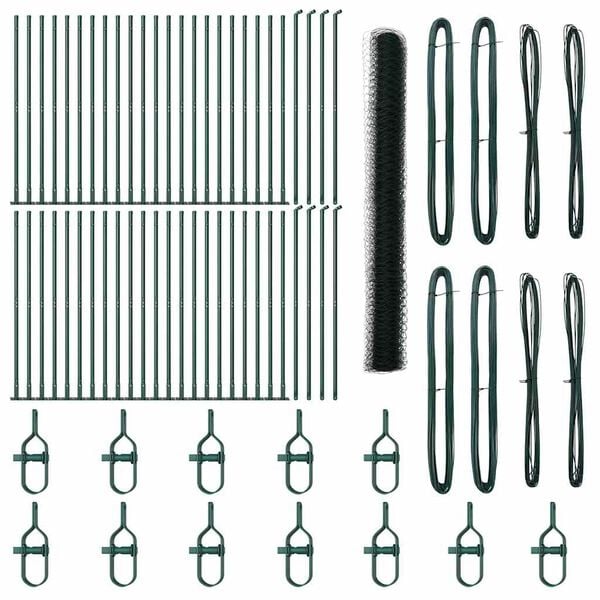 vidaXL Fence Post Green 100 x 1.4 m (50 mm mesh) Steel and PVC