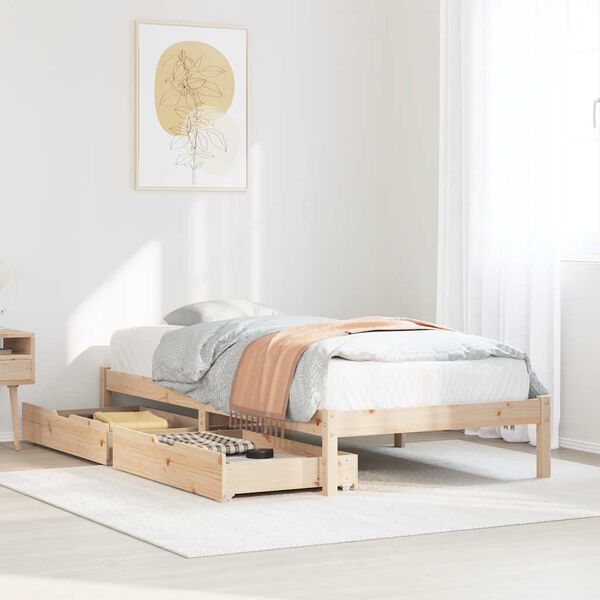 vidaXL Bed Frame without Mattress 75x190 cm Small Single Solid Wood Pine