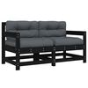 vidaXL Garden Chairs with Cushions 2 pcs Black Solid Wood Pine