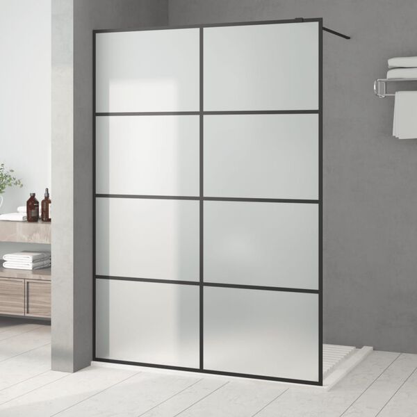 vidaXL Walk-in Shower Wall Black 140x195 cm Frosted ESG Glass