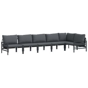 vidaXL Garden Sofa Set with Cushion 6 pcs Black Steel
