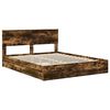 vidaXL Storage Bed with Drawer Smoked Oak 160 x 200 cm Engineered Wood