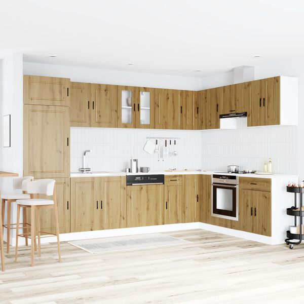 vidaXL Sink Base Cabinet with Door Porto 2 pcs Brown Engineered wood