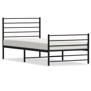 vidaXL Metal Bed Frame without Mattress with Footboard Black 107x203cm