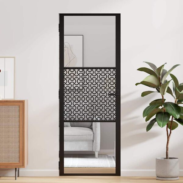 vidaXL Glass Door Fretwork Black 76 x 3.5 x 201.5 cm Aluminium