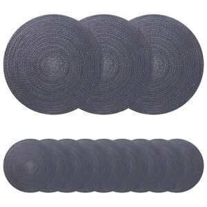 vidaXL Jute Placemets 12 pcs Dark grey 100% Tossa Jute