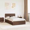 vidaXL Bed Frame with Headboard Brown Oak 135 x 190 cm Engineered Wood
