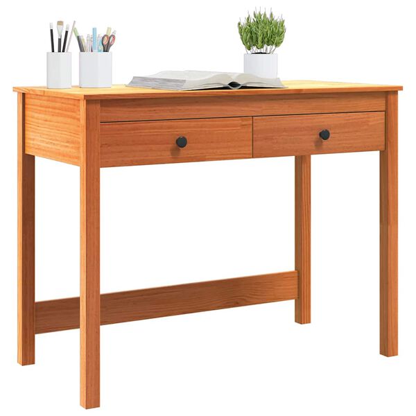 vidaXL Desk with Drawer Max Brown 100 x 50 x 78 cm Solid Pine Wood