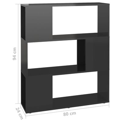 vidaXL Book Cabinet Room Divider High Gloss Grey 80x24x94 cm Engineered Wood