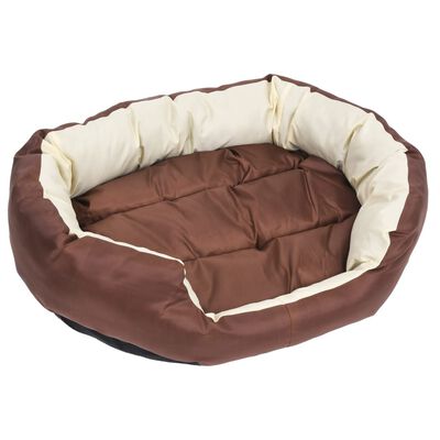 vidaXL Reversible & Washable Dog Cushion Brown and Cream 85x70x20 cm