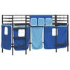 vidaXL Kids'Loft Bed Frame with Curtains Black and Blue 99.5 x 190 cm