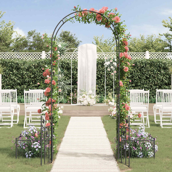 vidaXL Garden Arch with Lock Black 203 x 50 x 218 cm