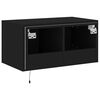 vidaXL TV Wall Cabinet with LED Lights Black 60x35x31 cm