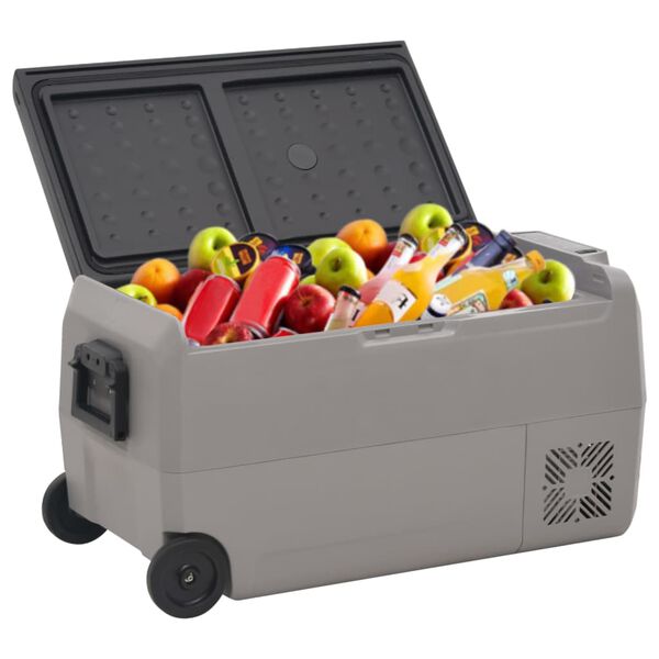 vidaXL Cool Box with Wheel and Handle Black&Grey 50 L PP&PE