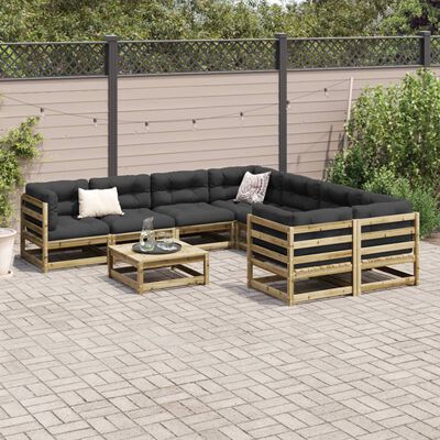 vidaXL 9 Piece Garden Sofa Set with Cushions Impregnated Wood Pine