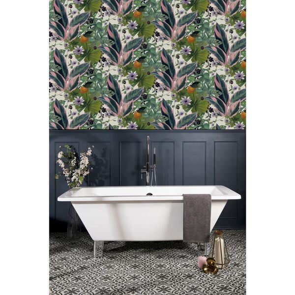 DUTCH WALLCOVERINGS Wallpaper Passion Flower White and Green