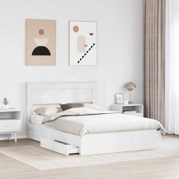 vidaXL Storage Bed with Headboard White 140 x 200 cm Engineered Wood
