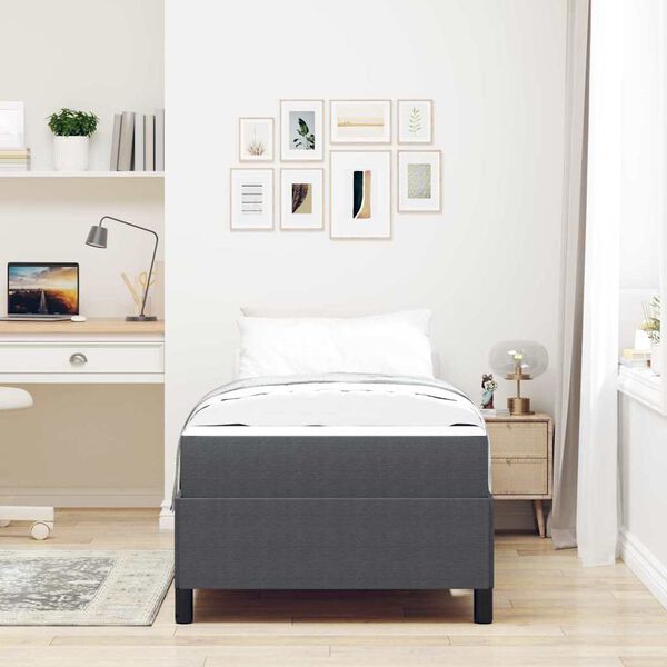 vidaXL Bed Frame with Mattress Dark Grey 90 x 200 cm Fabric
